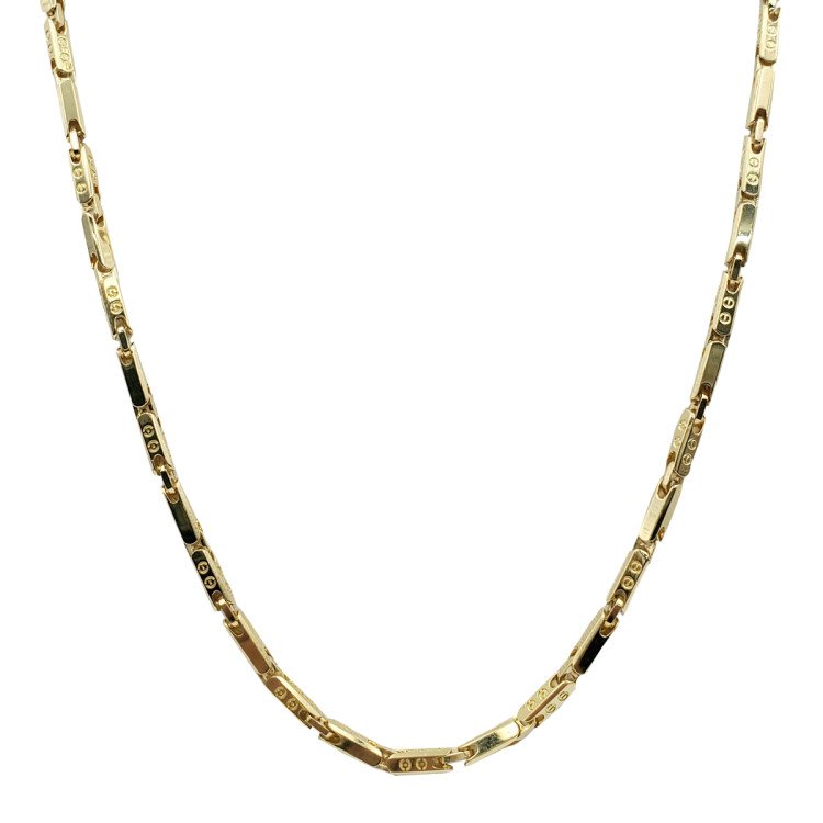 18K ITALIAN YELLOW GOLD SOLID BAR LINK CHAIN NECKLACE / 20" / 2,3MM / 26,7GR / NEI105