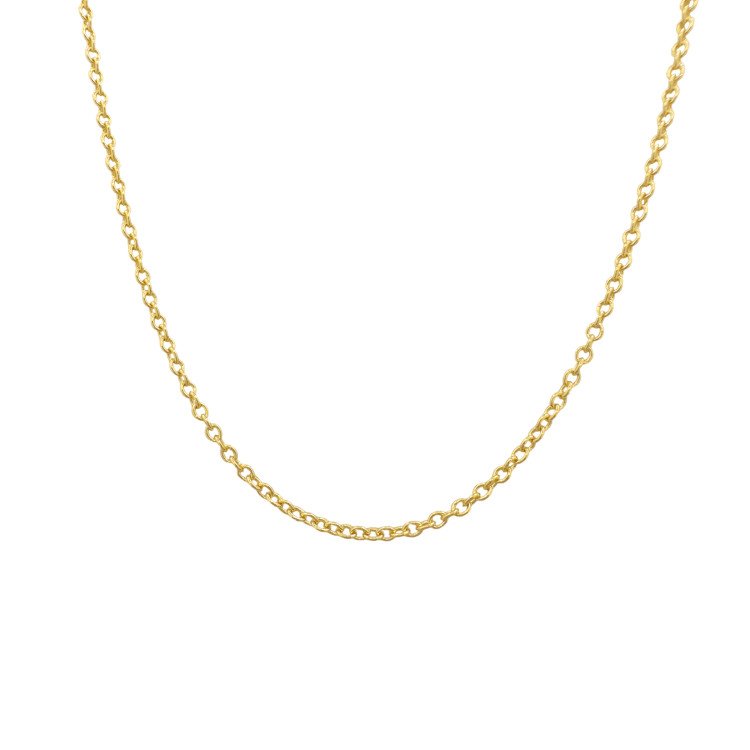 18k ITALIAN Yellow REAL GOLD Rolo Link Chain Necklace 1.2mm, 18” 5.3gr / CHI277