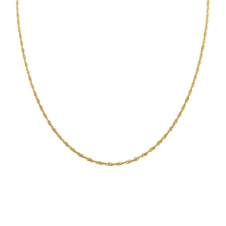 18k ITALIAN Yellow REAL GOLD Singapore Link Chain 16” 0.8mm, 1.3gr/CHI287