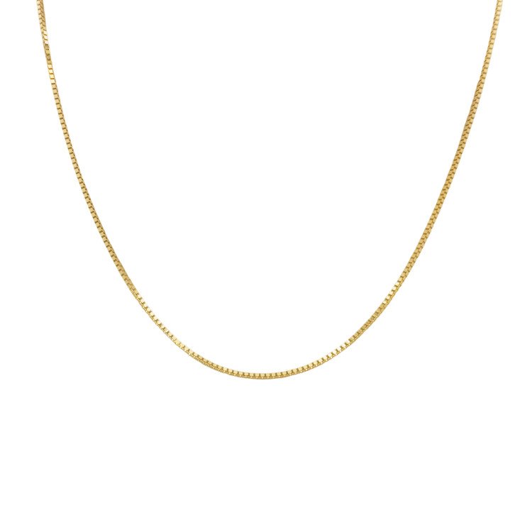 18k ITALIAN Yellow Real Gold High Polished Box Chain 1mm, 20” 2.9gr / CHI290