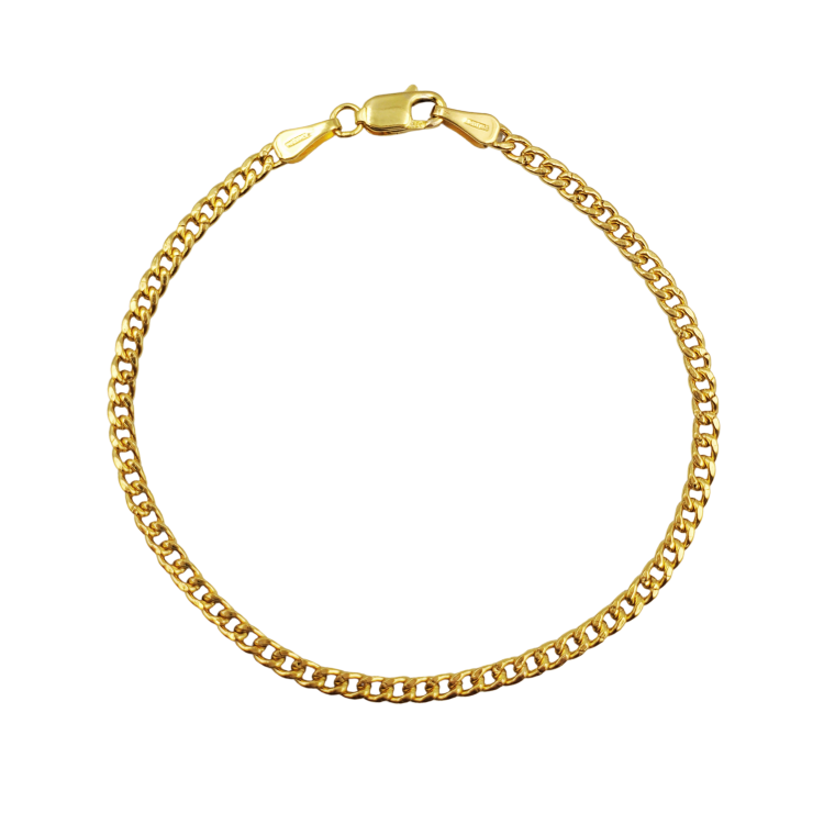 14K YELLOW GOLD CUBAN LINK BRACELET / 3mm / 7"/ 2.2gr / BRI268