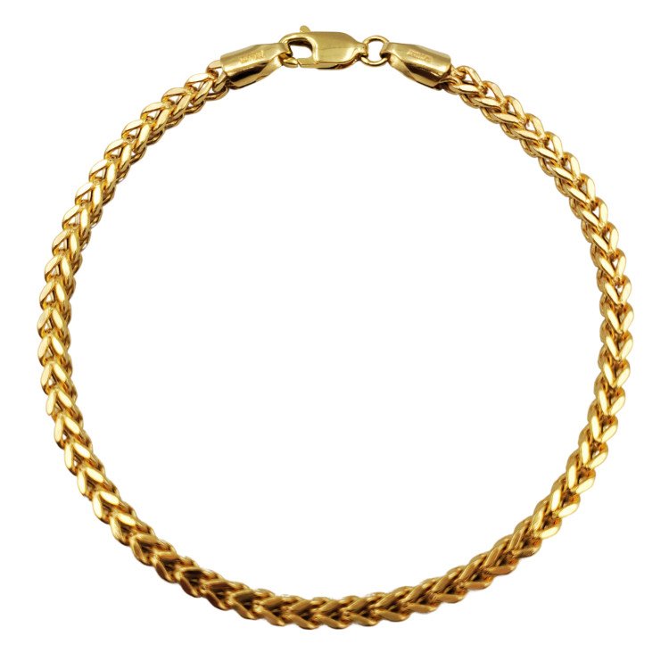 14K ITALIAN YELLOW GOLD FRANCO LINK BRACELET / 3mm / 7"/ 3.9gr / BRI290