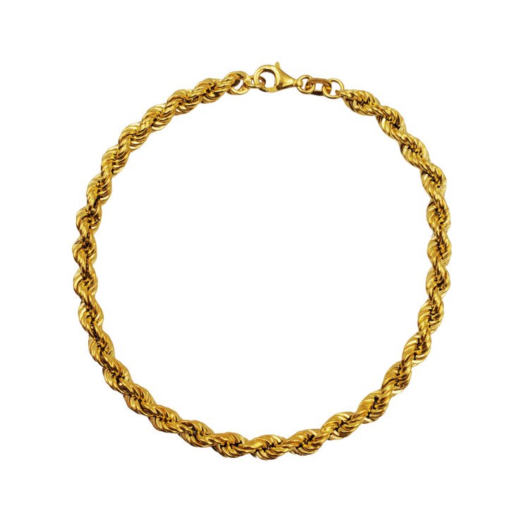 18K ITALIAN YELLOW GOLD ROPE BRACELET / 8"/ 4.3gr / BRI310