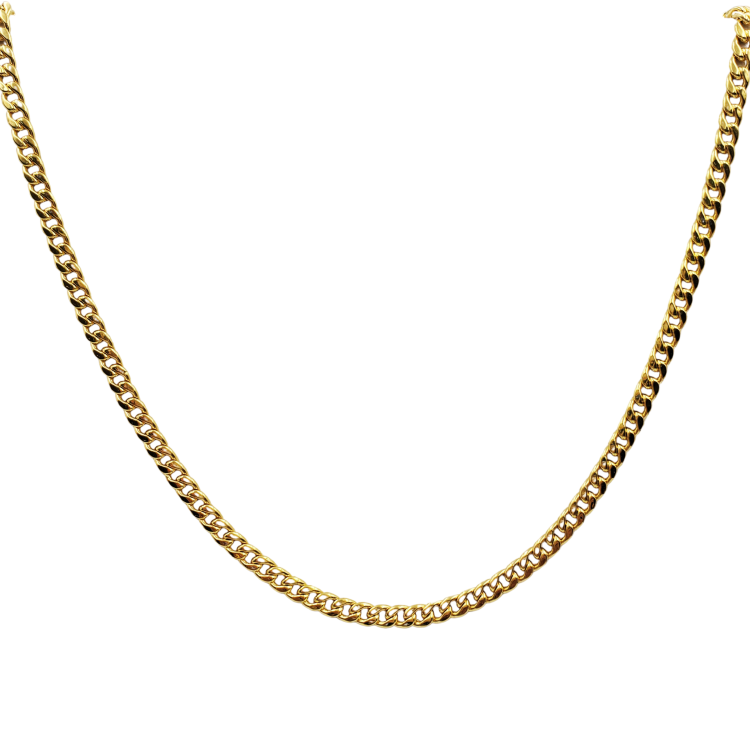 14K ITALIAN YELLOW GOLD CUBAN LINK CHAIN   / 3.6mm / 18"/ 5.7gr / CHI391