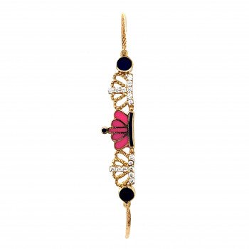 14K Yellow Gold Enamel & CZ Bangle/2.5"/5.5mm/3.2gr/BANG13