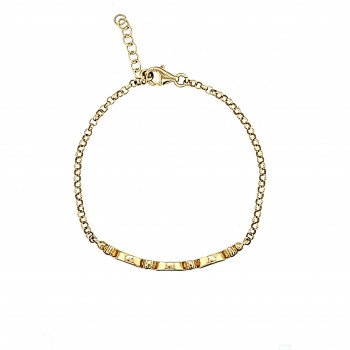 14K YELLOW GOLD EVIL EYE BRACELET WITH ENAMEL AND CUBIC ZIRCONIA / 4,8mm / 6.7" /2.8gr / BRCHI6