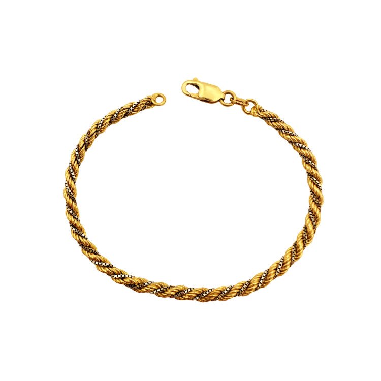 18K Two-Tone Gold Rope & Box Chain Link/7"/3.8mm/7.8gr/M43