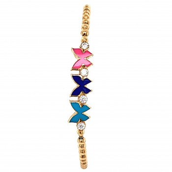 14K Yellow Gold Enameled Butterfly & Ball Bangle/2.5"/5.5mm/5.3gr/BANG2